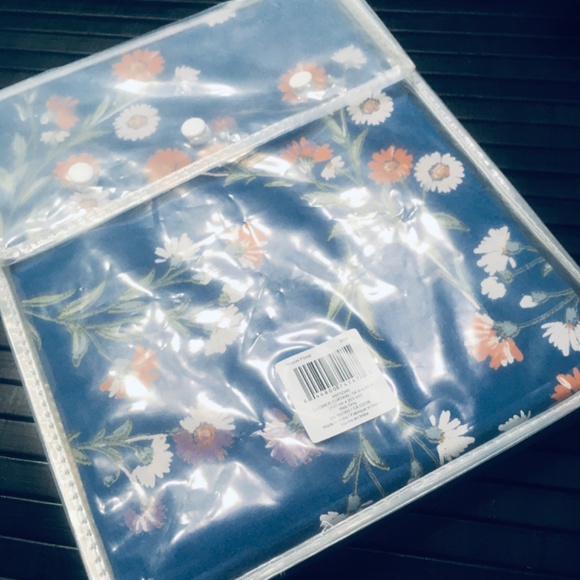 new NAVY BLUE Wild Sage Maeve Floral 54" wide x 80" Long Shower Stall Curtain - Picture 5 of 12